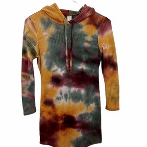 Cacia Junior's Size Small Dress Tie Dyed Hooded Tunic Knit